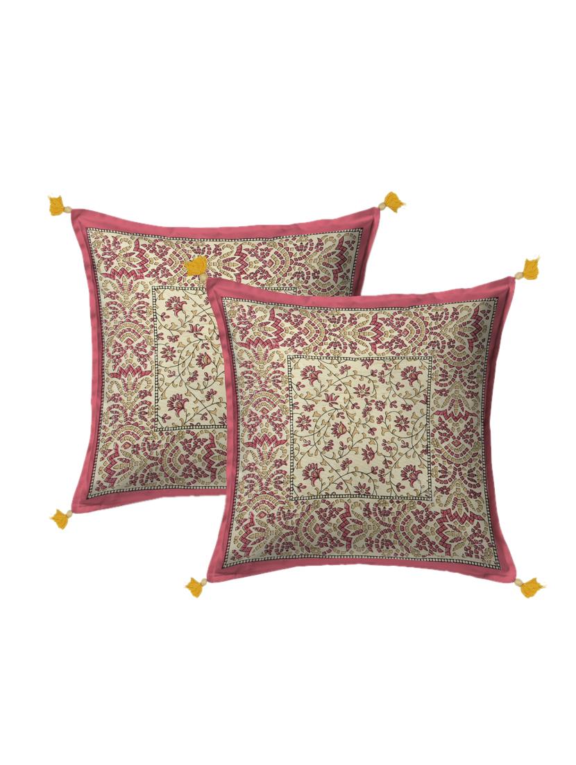 trency sanganeri print 150 gsm cotton diwan set with - 1 single bed sheet with 5 cushions covers and 2 bolster covers - 17739765 - Zoom Image - 2