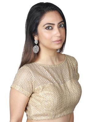 gold self design blouse - 17739793 - Standard Image - 2