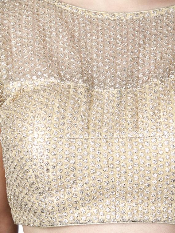 gold self design blouse - 17739793 - Zoom Image - 4