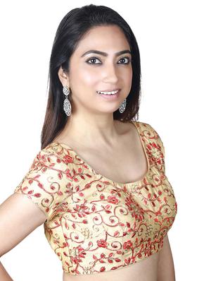 gold dupion embroidered blouse - 17739799 - Standard Image - 2