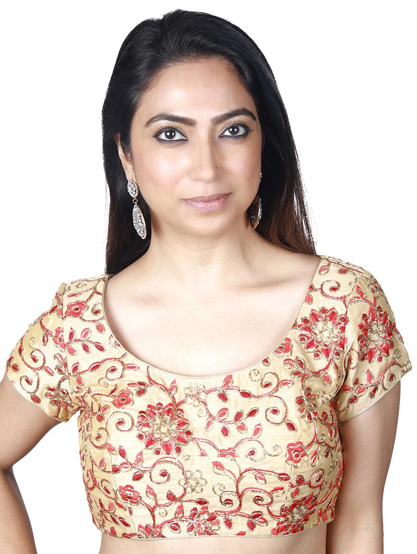 gold dupion embroidered blouse - 17739799 - Zoom Image - 1
