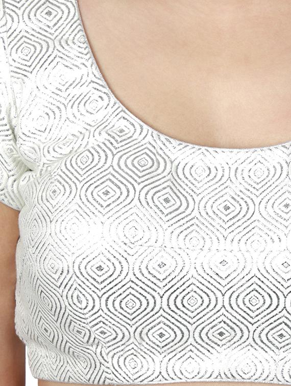 silver viscose brocade blouse - 17739801 - Zoom Image - 4