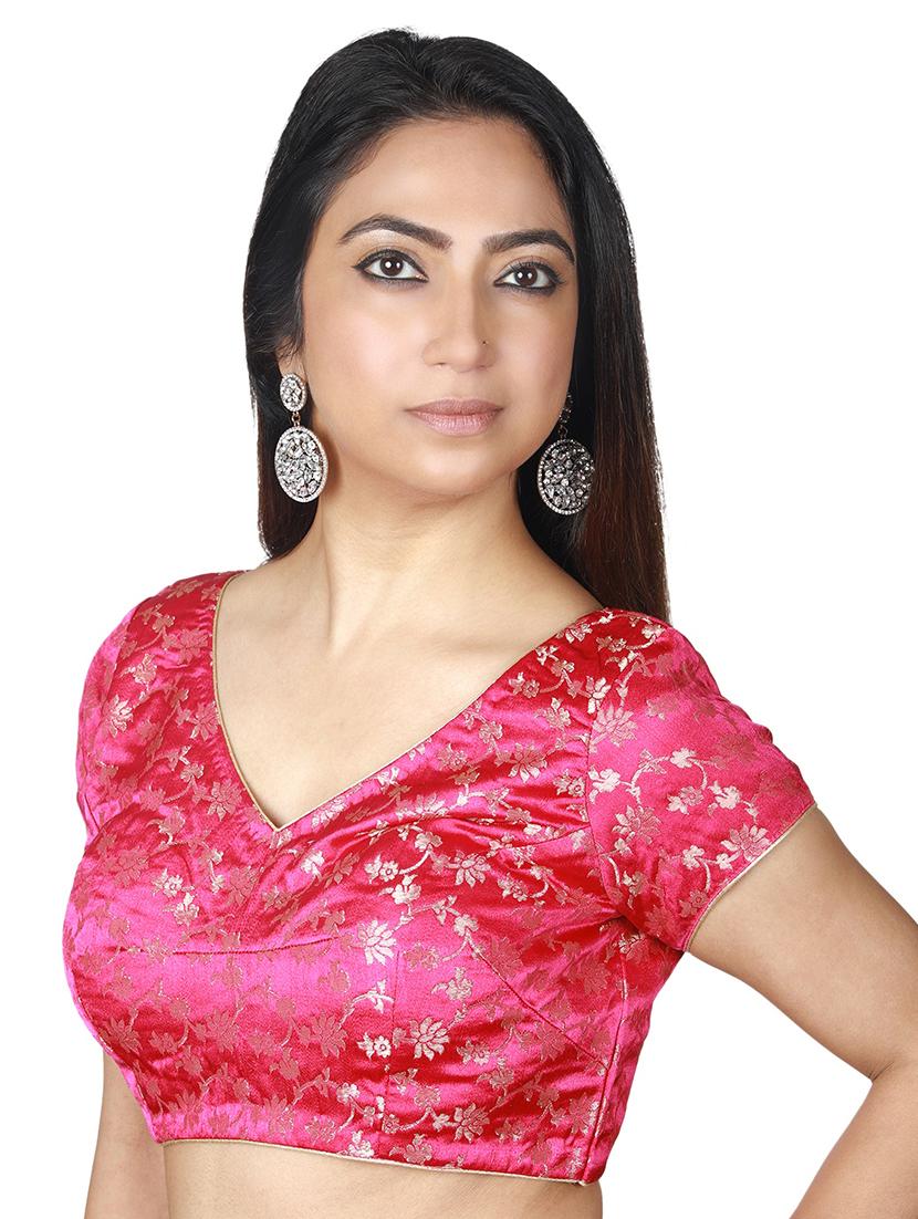 pink viscose brocade blouse - 17739805 - Zoom Image - 2