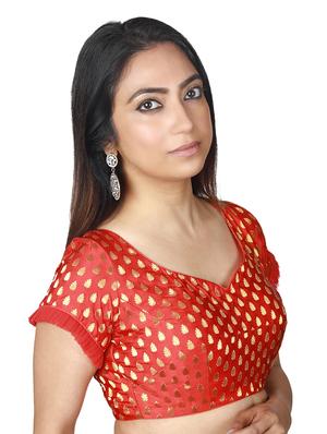 red viscose brocade blouse - 17739810 - Standard Image - 2