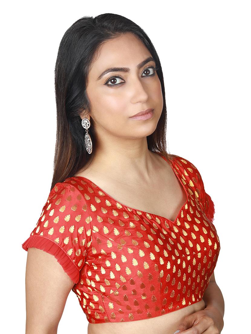 red viscose brocade blouse - 17739810 - Zoom Image - 2