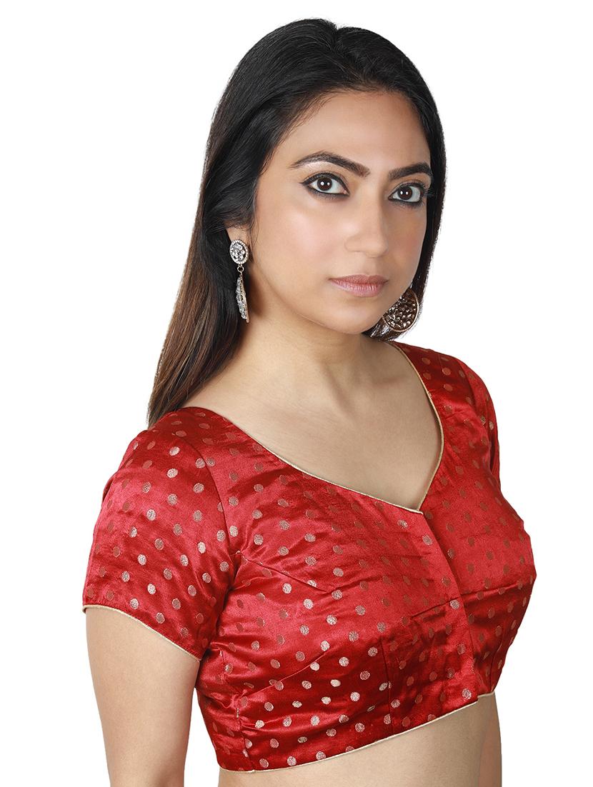 red satin brocade blouse - 17739813 - Zoom Image - 2