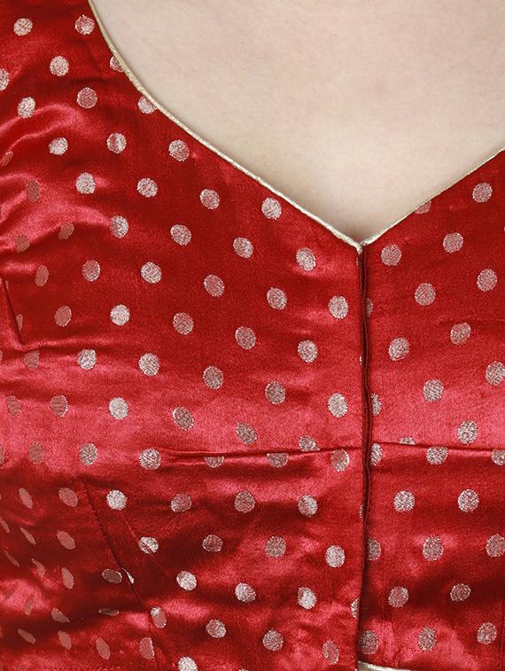 red satin brocade blouse - 17739813 - Zoom Image - 4