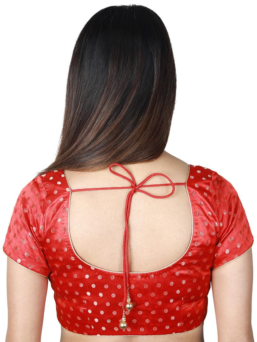 red satin brocade blouse - 17739815 - Zoom Image - 3