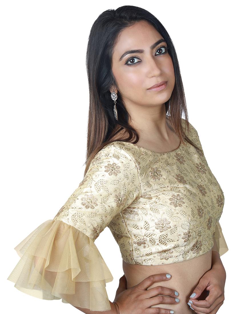gold dupion embroidered blouse - 17739824 - Zoom Image - 2