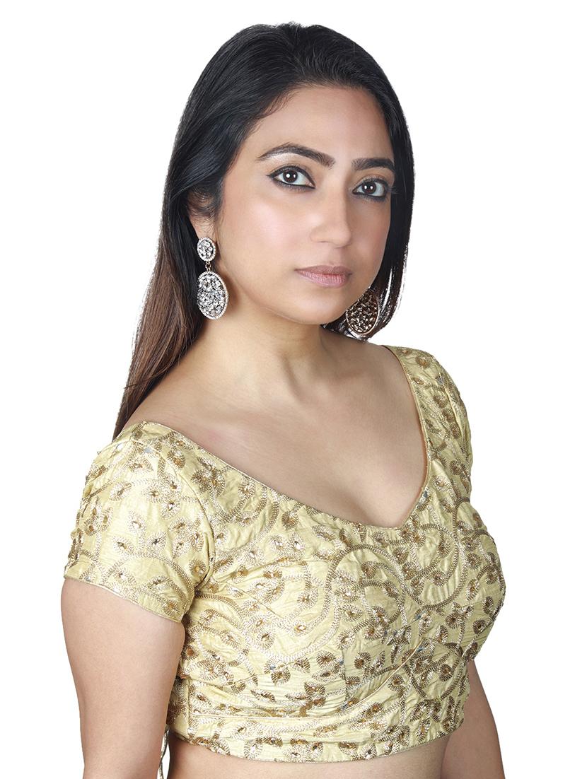 gold dupion embroidered blouse - 17739825 - Zoom Image - 2