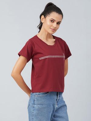 maroon cotton regular tee - 17739977 - Standard Image - 2