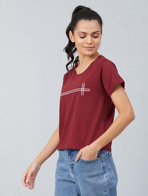 maroon cotton regular tee - 17739977 - Standard Image - 3