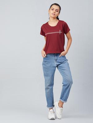 maroon cotton regular tee - 17739977 - Standard Image - 5