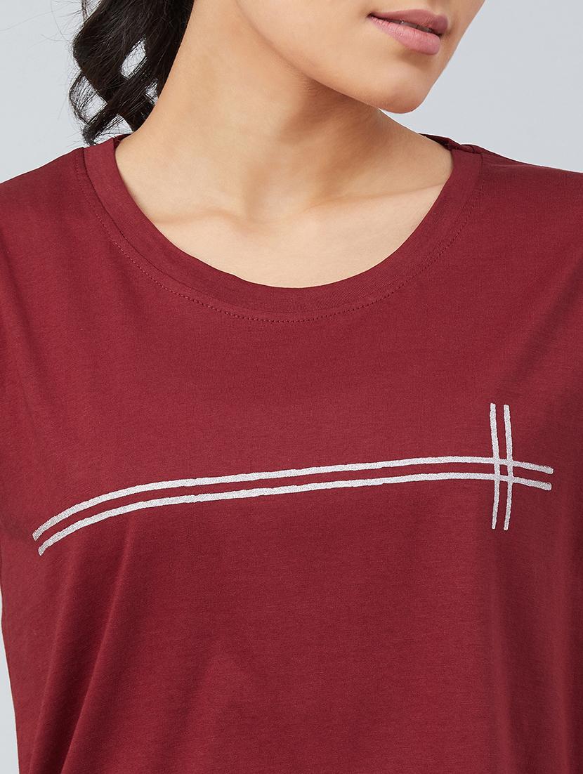 maroon cotton regular tee - 17739977 - Zoom Image - 6