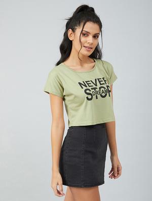 olive cotton crop tee - 17739994 - Standard Image - 3