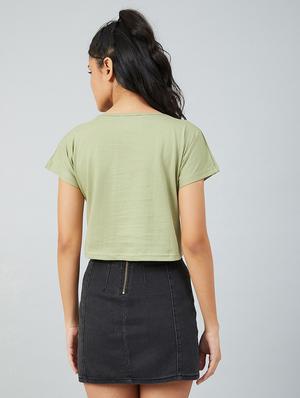 olive cotton crop tee - 17739994 - Standard Image - 4