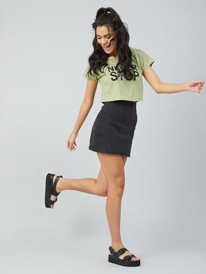 olive cotton crop tee - 17739994 - Standard Image - 5