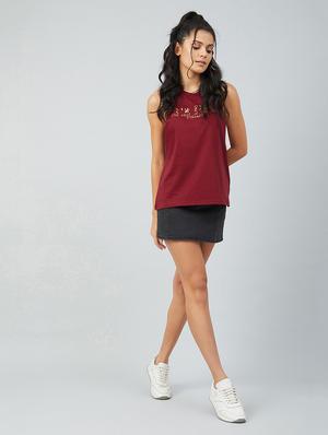 maroon cotton tank tee - 17739996 - Standard Image - 5