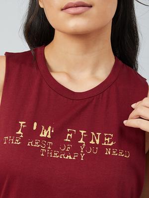 maroon cotton tank tee - 17739996 - Standard Image - 6