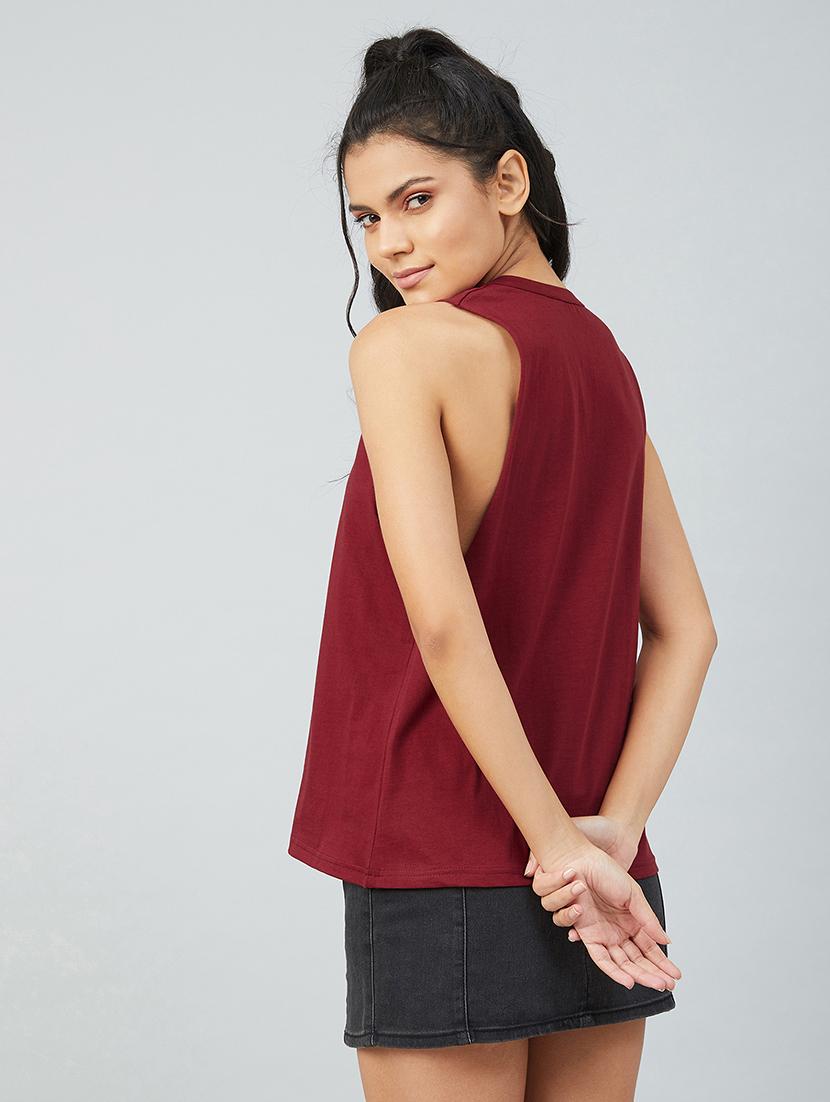 maroon cotton tank tee - 17739996 - Zoom Image - 3