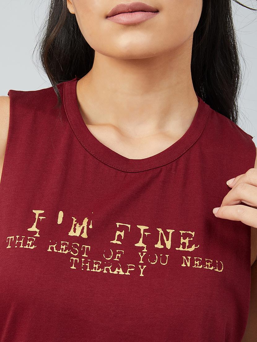 maroon cotton tank tee - 17739996 - Zoom Image - 6