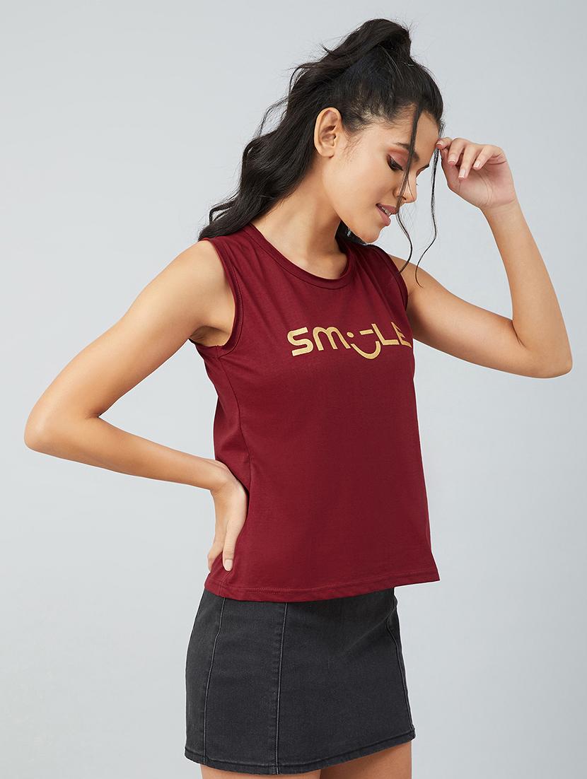 maroon cotton tank tee - 17739999 - Zoom Image - 3