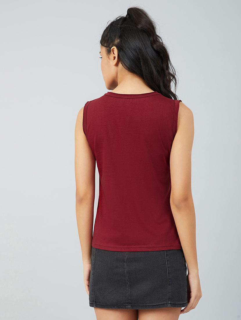maroon cotton tank tee - 17739999 - Zoom Image - 4