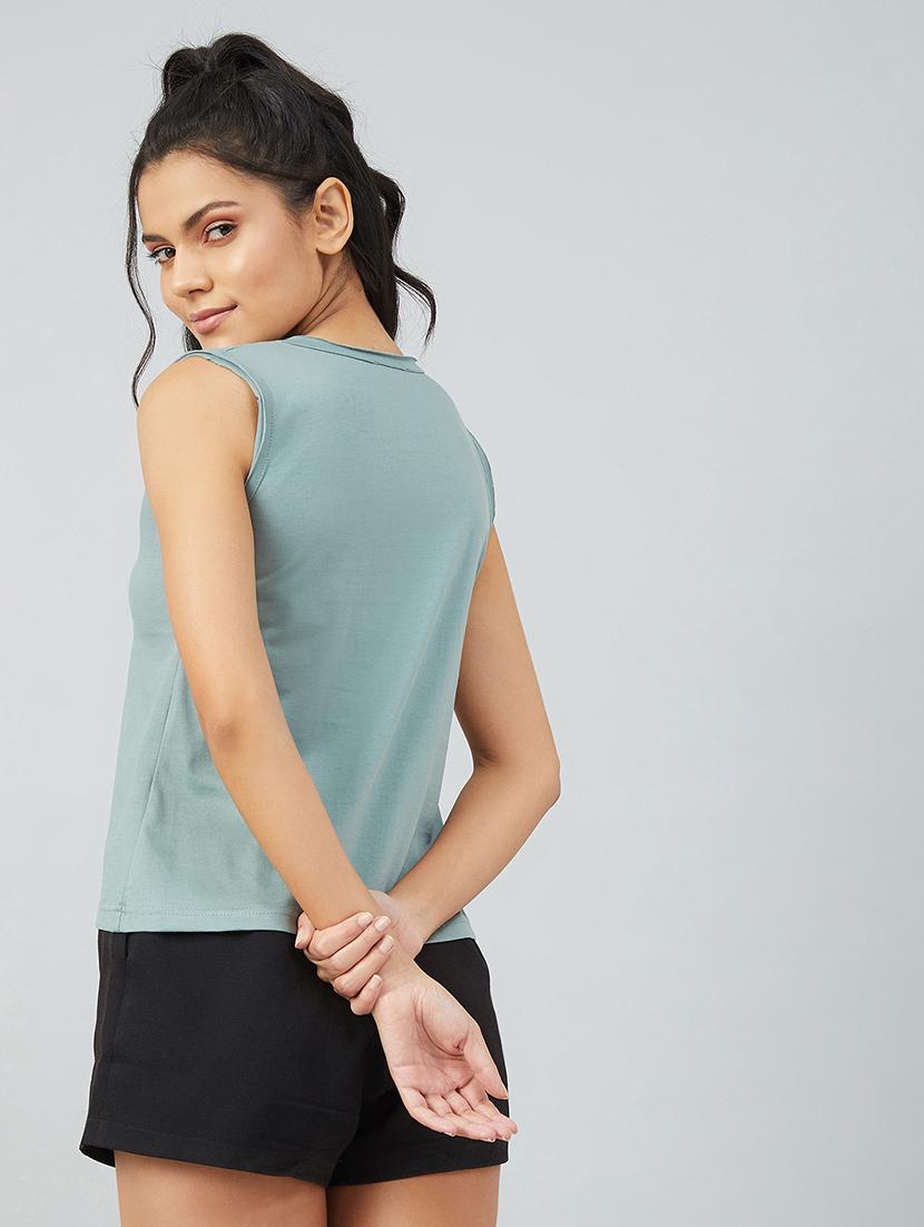 green cotton tank tee - 17740000 - Zoom Image - 4