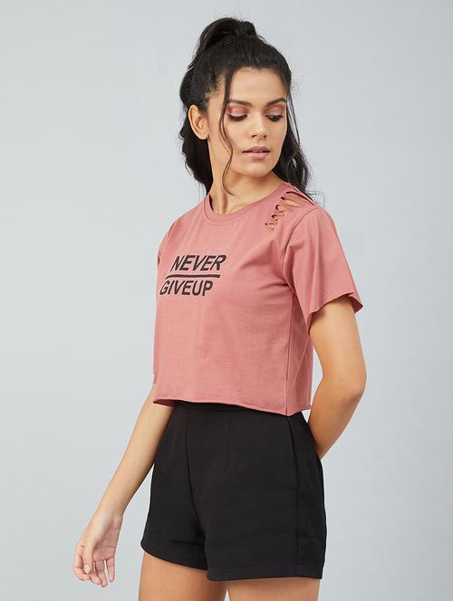 pink cotton crop tee - 17740002 - Standard Image - 1
