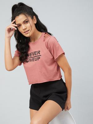 pink cotton crop tee - 17740002 - Standard Image - 4