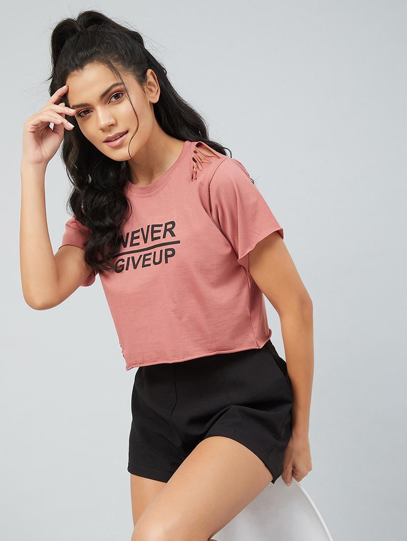 pink cotton crop tee - 17740002 - Zoom Image - 4