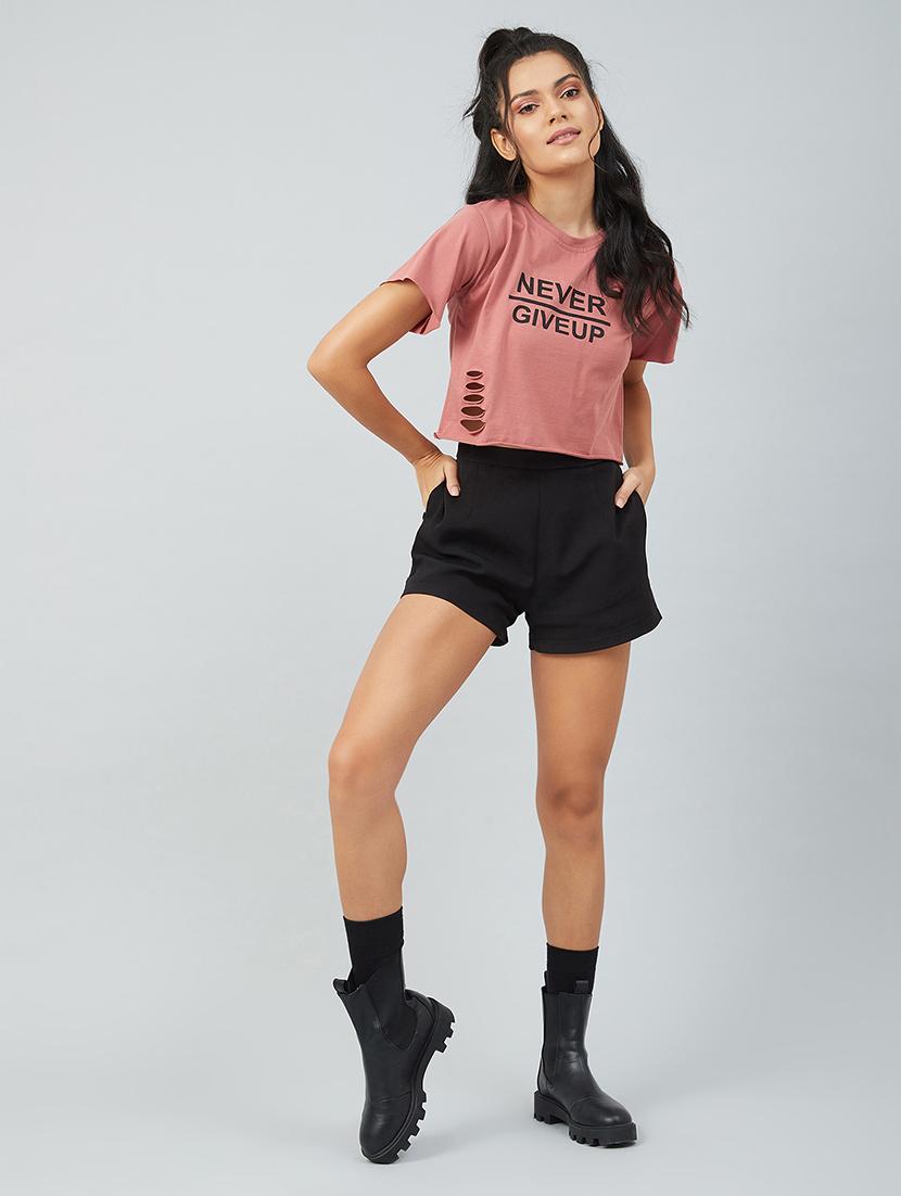 pink cotton crop tee - 17740002 - Zoom Image - 5