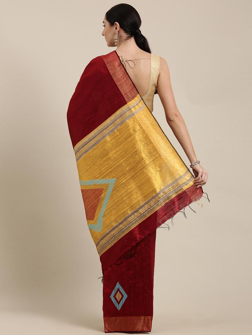 solid bhagalpuri saree with blouse - 17740329 - Zoom Image - 2