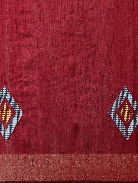 solid bhagalpuri saree with blouse - 17740329 - Zoom Image - 3