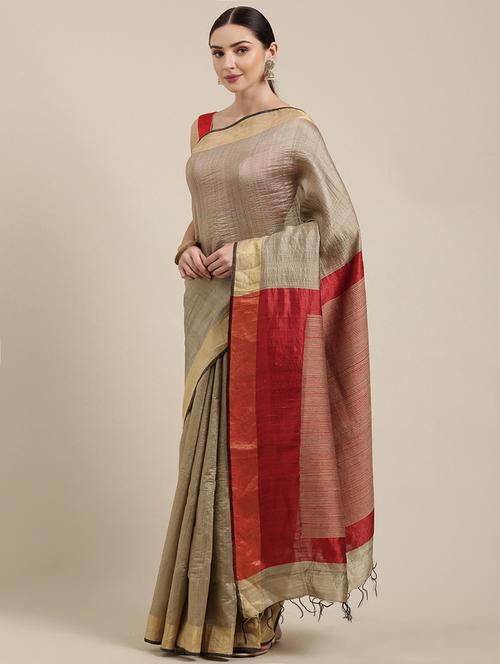 solid bhagalpuri saree with blouse - 17740330 - Standard Image - 1
