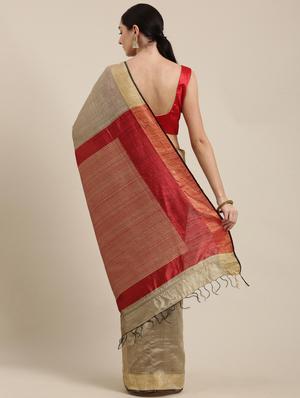 solid bhagalpuri saree with blouse - 17740330 - Standard Image - 2