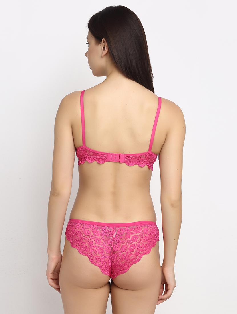 pink laced bra and panty set - 17740543 - Zoom Image - 3