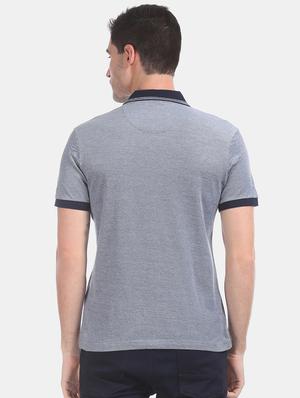 blue self design polo t-shirt - 17740705 - Standard Image - 3