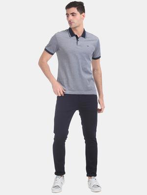 blue self design polo t-shirt - 17740705 - Standard Image - 4