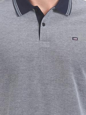blue self design polo t-shirt - 17740705 - Standard Image - 5