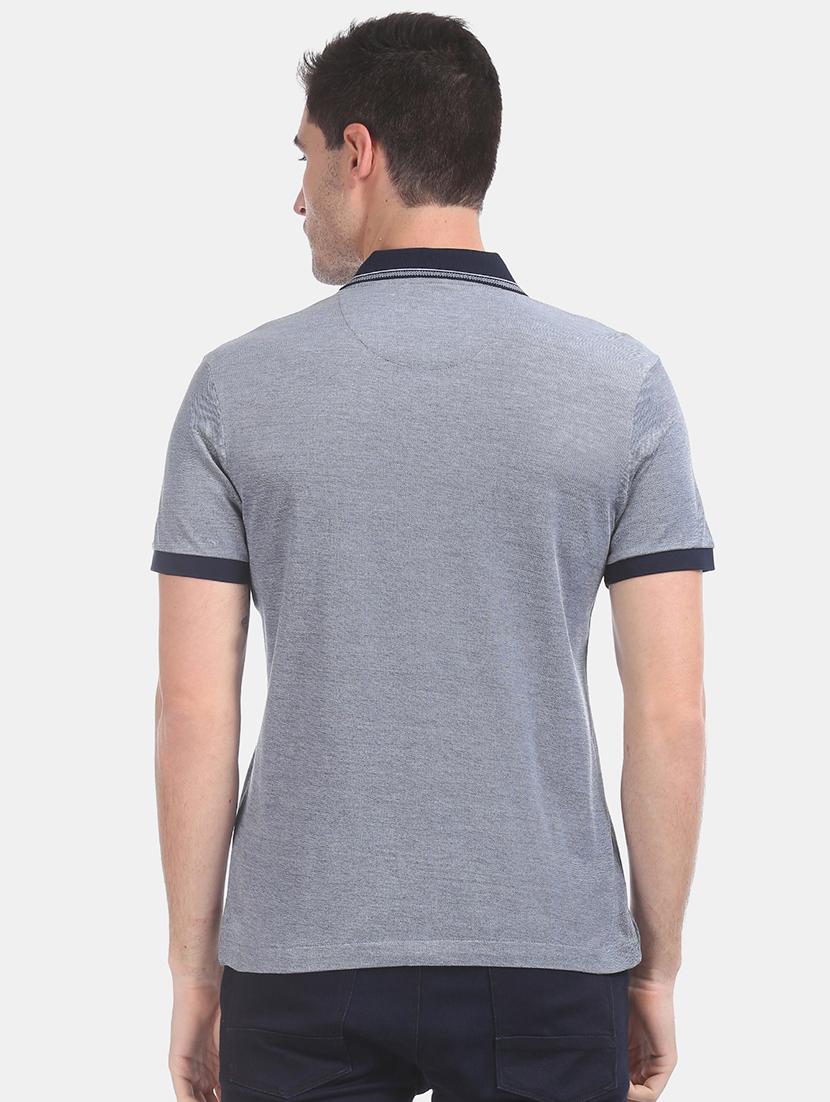 blue self design polo t-shirt - 17740705 - Zoom Image - 3