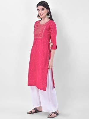 solid embroidered straight kurta - 17740940 - Standard Image - 2