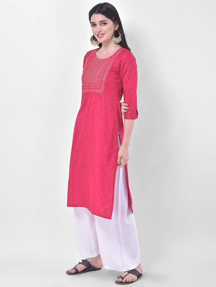 solid embroidered straight kurta - 17740940 - Zoom Image - 2