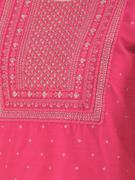 solid embroidered straight kurta - 17740940 - Zoom Image - 4