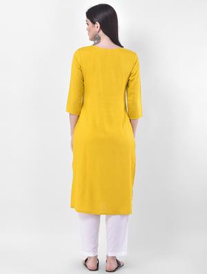 solid embroidered straight kurta - 17740971 - Standard Image - 3