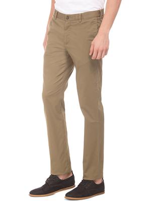 brown solid flat front casual trouser - 17741659 - Standard Image - 2