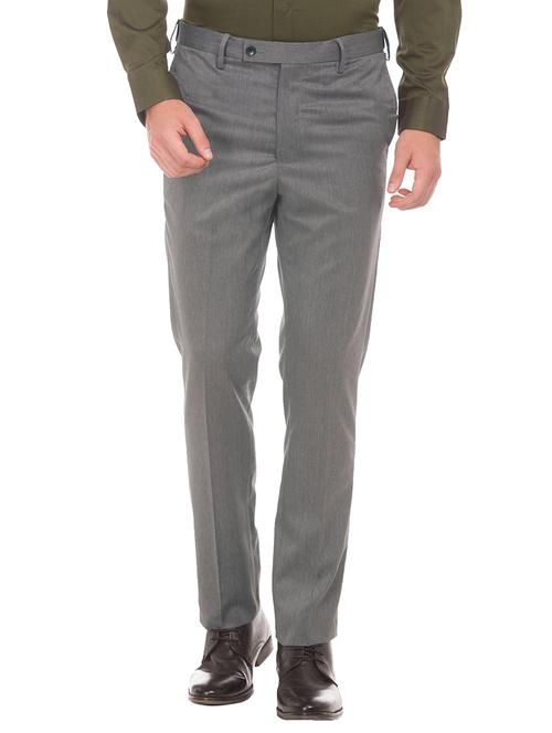 grey textured flat front formal trouser - 17741716 - Standard Image - 1