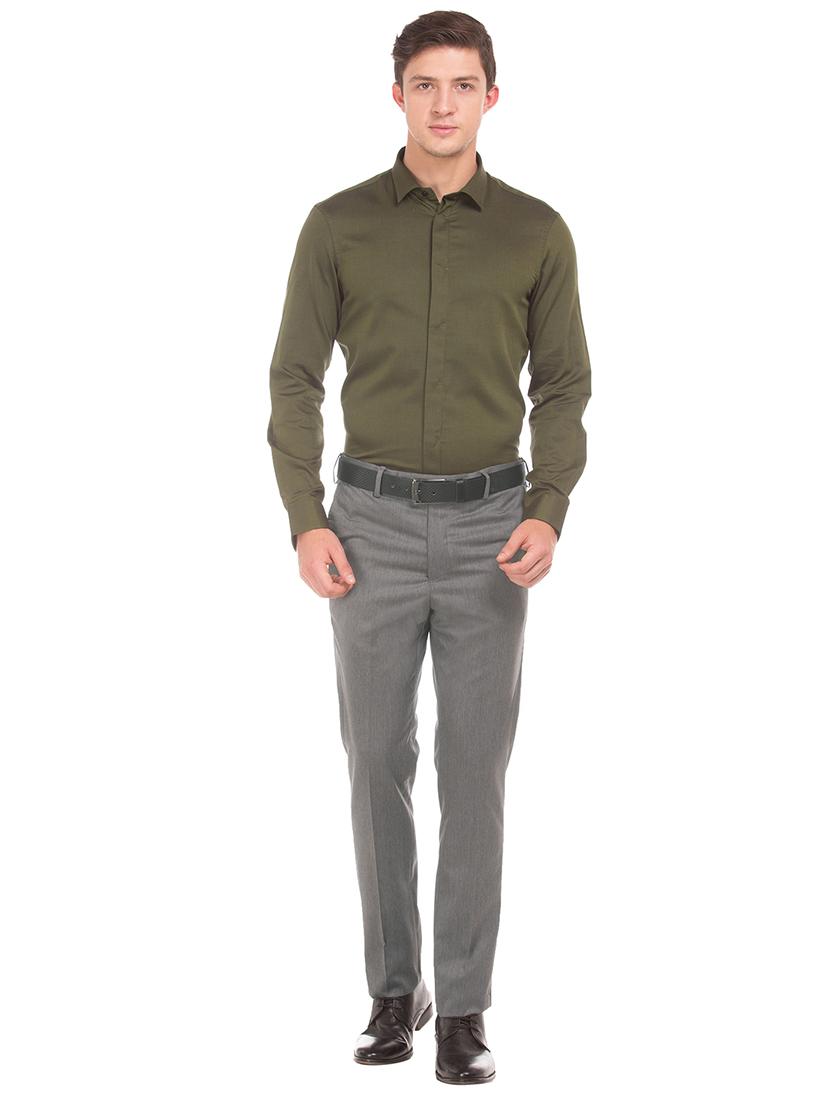 grey textured flat front formal trouser - 17741716 - Zoom Image - 4