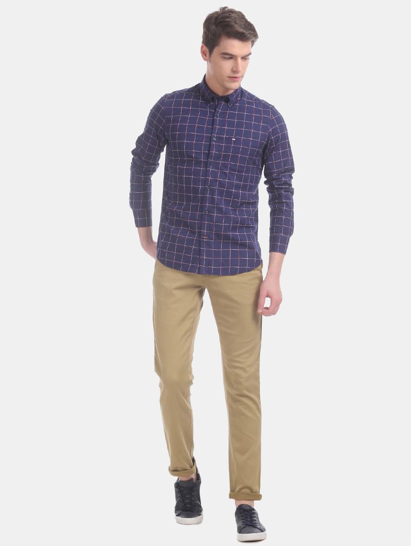 brown solid flat front casual trouser - 17741785 - Zoom Image - 4