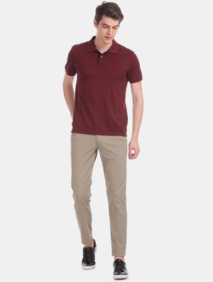 brown solid flat front casual trouser - 17741795 - Standard Image - 4